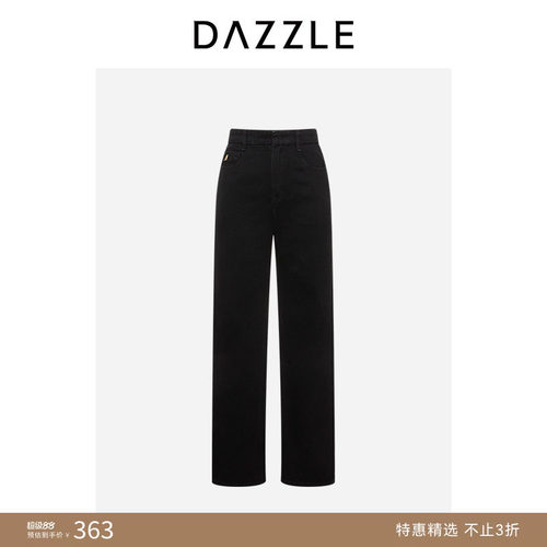 DAZZLE 地素奥莱牛仔直筒裤黑色地素牛仔直筒裤