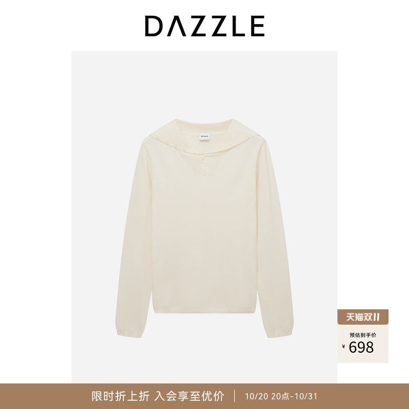 DAZZLE 地素奥莱毛衣女冬季白色羊毛羊绒混纺套头小上衣针织衫
