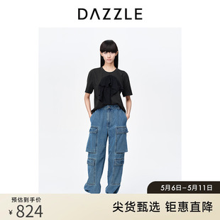 裤 牛仔裤 新款 休闲裤 子女 复古松紧腰高腰工装 DAZZLE地素奥莱春夏装