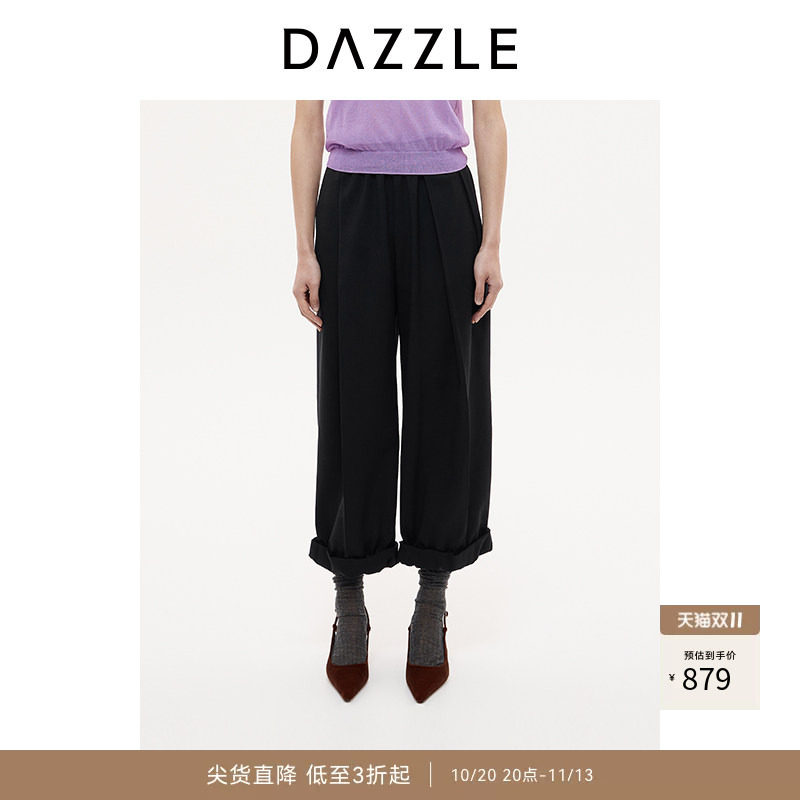 DAZZLE地素奥莱 裤2025年秋季黑色长裤