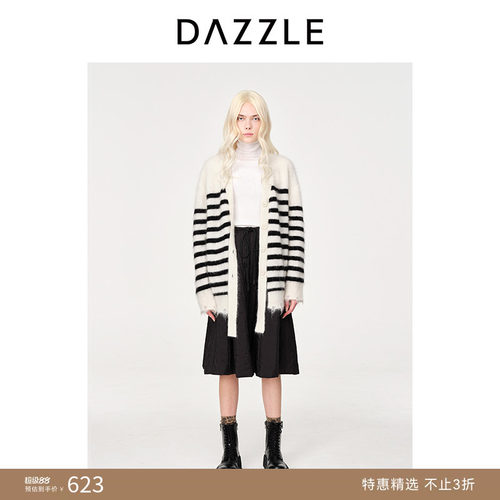 经典条纹	开叉门襟设计	马海毛混纺