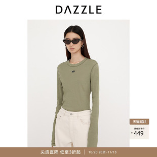 DAZZLE地素奥莱 春夏圆领长袖T恤欧若风简约高智感打底上衣