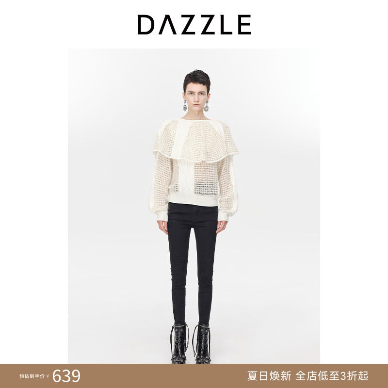 【奥莱专供】DAZZLE地素奥莱套头长袖毛衫冬优雅镂空设计毛衣女