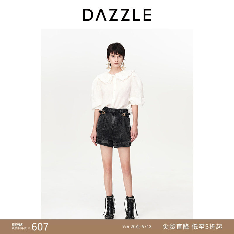 DAZZLE中袖亚麻地素绣花图片