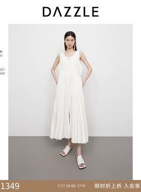 DAZZLE 地素奥莱连衣裙2025年春季白色百褶连衣裙