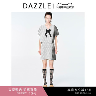 吊带连衣裙女 DAZZLE地素奥莱夏季 气质减龄蝴蝶结拼接针织套装