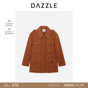 【奥莱】DAZZLE 地素奥莱大衣黄褐色斜纹呢料大衣