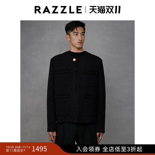 RAZZLE地素奧萊男裝 牛仔小香風(fēng)外套 黑色秋季