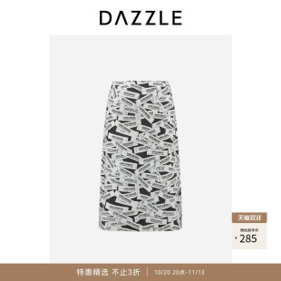 【奥莱】DAZZLE 地素奥莱毛衫半裙黑色针织提花半裙