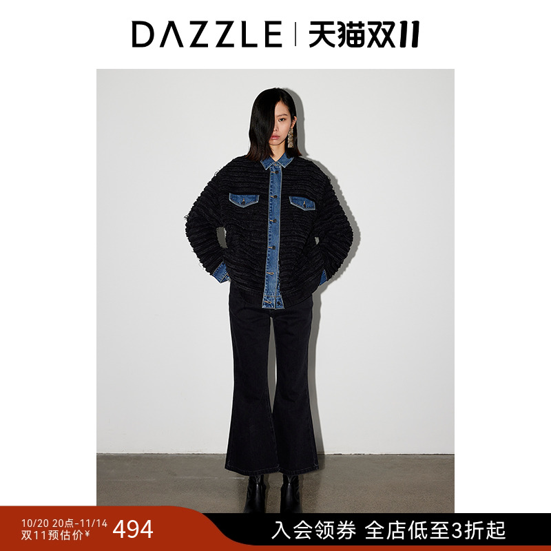 DAZZLE地素黑色喇叭牛仔裤