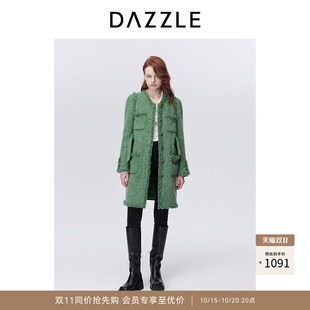 【奥莱】DAZZLE地素奥莱长大衣冬复古摩登装饰扣长款毛呢外套