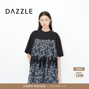 【周四上新】DAZZLE 地素2026年夏季纯棉宽松蕾丝肌理拼接连衣裙