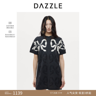 DAZZLE 地素奥莱毛衣25秋黑色短袖连衣裙