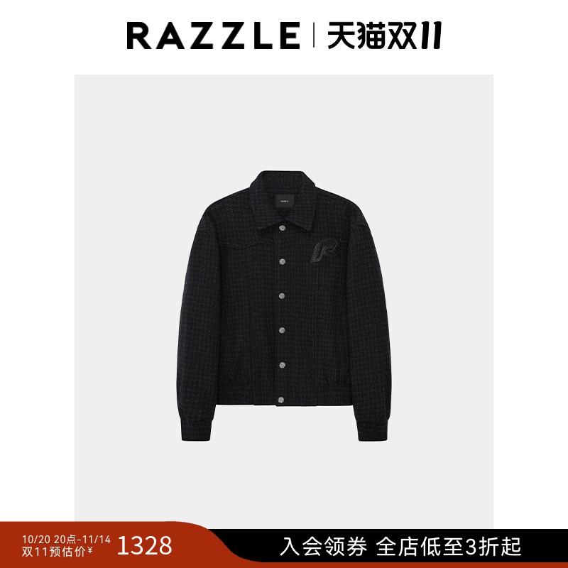 RAZZLE 地素奥莱男装夹克短外套冬季黑色小香风夹克