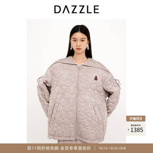 DAZZLE 地素奥莱棉服2025年春季浅卡其色福禄绗缝大翻领棉服
