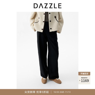 DAZZLE 地素裤子女2026年春季新款绵羊毛混纺黑色休闲裤