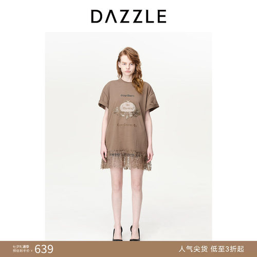 DAZZLE休闲地素蕾丝短袖