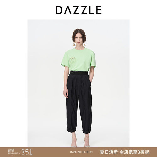 DAZZLE休闲纯棉绣花绿色地素