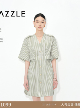 DAZZLE 地素奥莱连衣裙2025年夏季条纹结构连衣裙