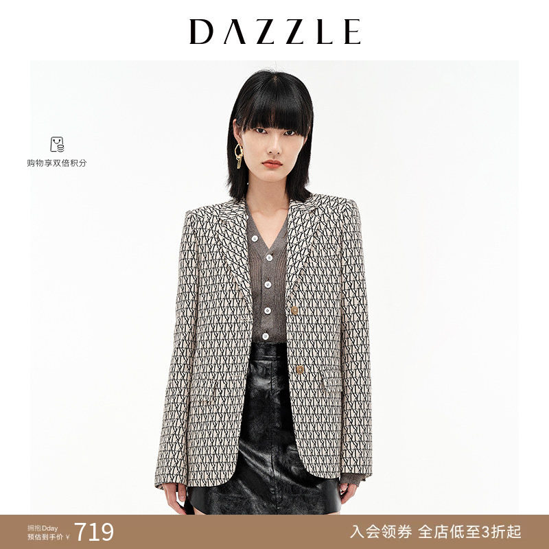 【奥莱专供】DAZZLE地素奥莱 设计感提花西装休闲外套女2D3F5066V