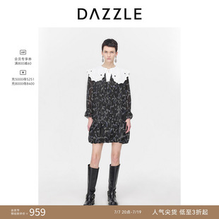 【奥莱】DAZZLE地素奥莱  连衣裙春秋女装镂空珠片花布短裙