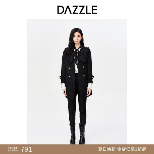 刘雯中长款大衣奥莱小香风