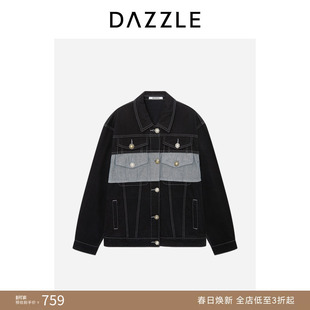 【奥莱专供】DAZZLE地素奥莱牛仔外套 黑色直筒休闲外套女