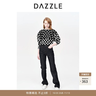 DAZZLE地素奥莱 牛仔裤春秋女装复古水洗简约直筒长裤