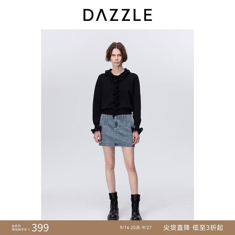DAZZLE地素牛仔做旧水洗短裙图片