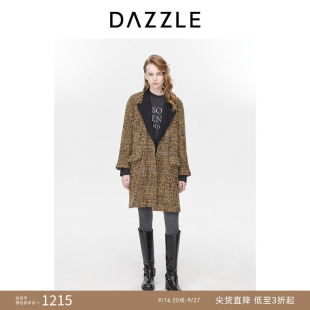 【奥莱】DAZZLE地素奥莱 毛呢外套冬优雅率性粗花呢长大衣