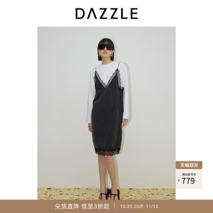 DAZZLE地素奥莱 连衣裙春季女装两件式吊带蕾丝拼