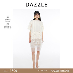 DAZZLE地素奥莱 重工刺绣肌理连衣裙白月光春夏度假套装裙女