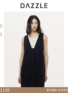 DAZZLE 地素奥莱连衣裙25秋黑色无袖连衣裙