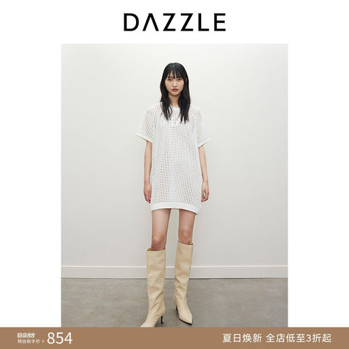 DAZZLE地素针织圆领连衣裙