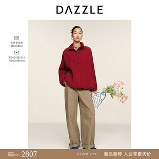 DAZZLE 地素奥莱大衣2026年春季绵羊毛混纺大红色短外套