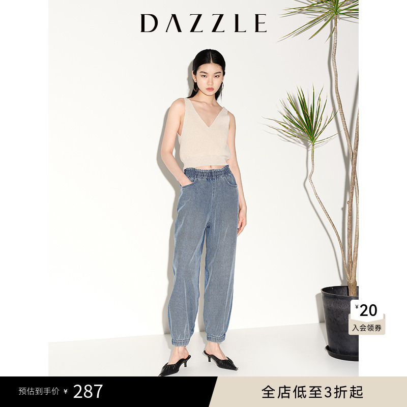 松紧腰身	舒适牛仔	撞色设计