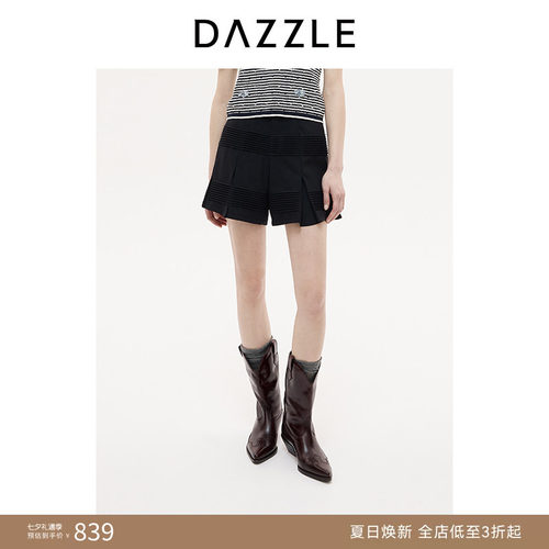DAZZLE 地素奥莱裤2025年秋季黑色短裤