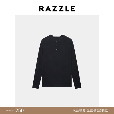 RAZZLE 地素奥莱男装黑色长袖T恤春季长袖T恤