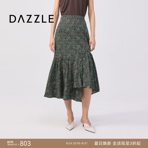 DAZZLE 地素奥莱裙2025年秋季黑色长裙