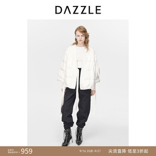 【奥莱】DAZZLE地素奥莱中式羽绒服女冬白色绑带设计短款外套