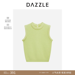 【奥莱】DAZZLE 地素奥莱毛衫无袖浅黄色针织背心