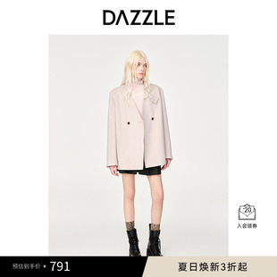 千金风纯羊毛呢大衣外套女 DAZZLE地素奥莱春秋高级直筒廓形中长款