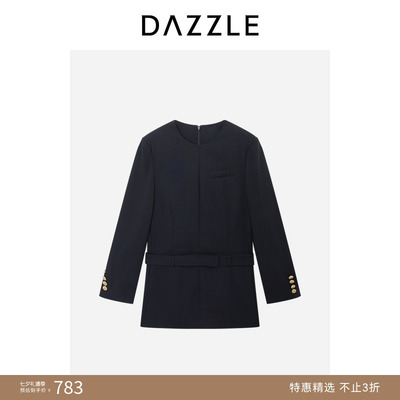 DAZZLE地素奥莱连衣裙深蓝色精纺西装连衣裙