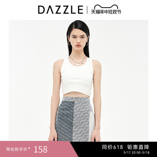 春季 DAZZLE地素奥莱 白色弹力立体字母运动背心内搭女