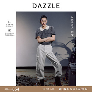 【刘雯同款】DAZZLE地素奥莱 毛针织衫秋女装复古短袖上衣