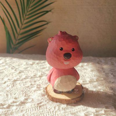 loopy纯手工木雕桌面摆件海狸送男生女情侣创意生日礼物露比可爱
