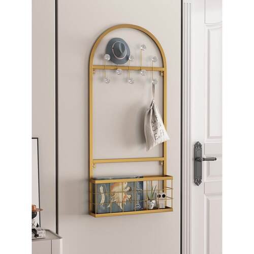 壁挂衣帽架免打孔墙上衣服挂架玄关入户挂衣架门后粘钩收纳衣帽钩