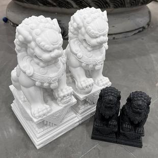 汉白玉石狮子石雕摆件一对家用客厅大门口看门窗台阳台狮子墓前