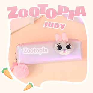 迪士尼正品卡通Zootopia朱迪笔袋小学生女孩文具大容量文具盒笔盒