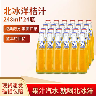 北冰洋玻璃瓶桔汁汽水248ml*24瓶整箱怀旧老北京桔子汁碳酸饮料
